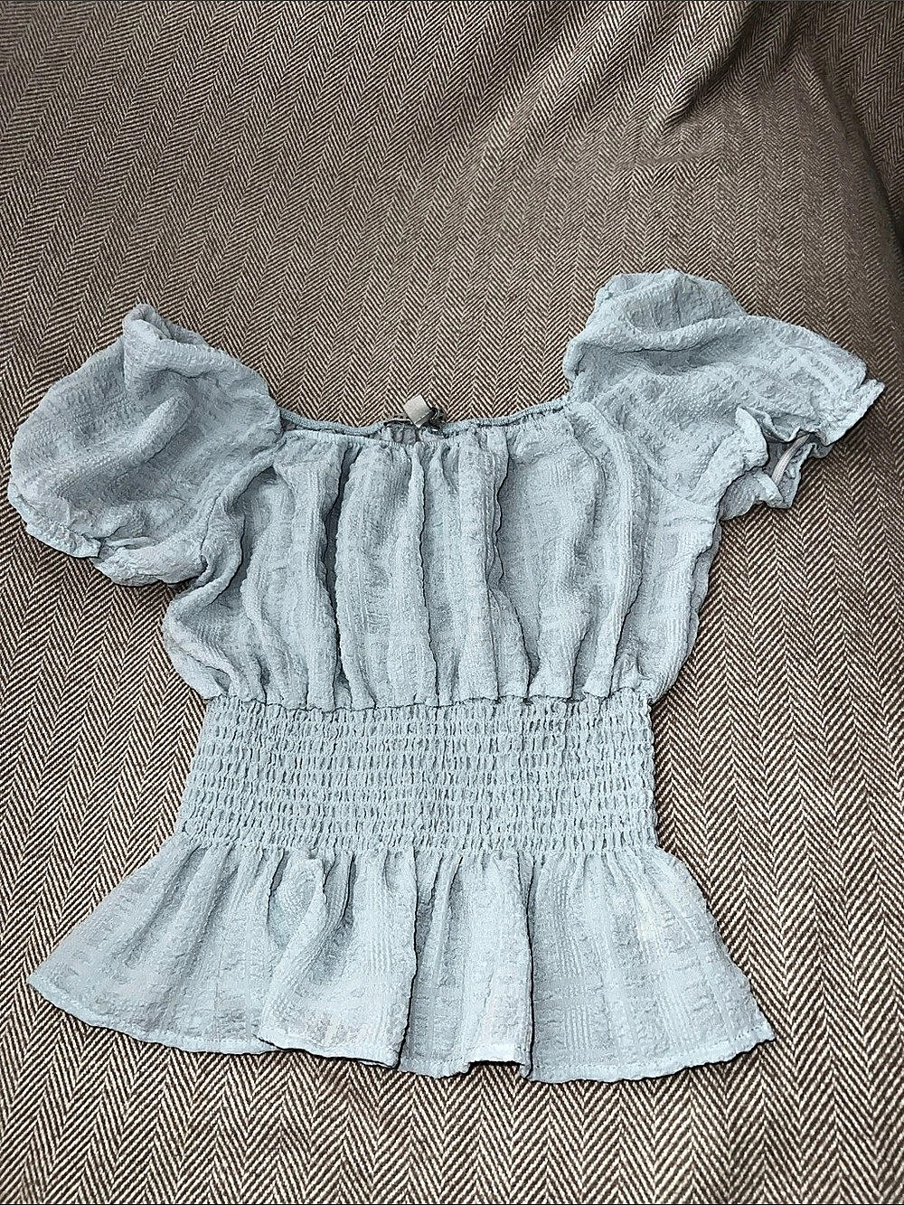 Haut Monde Puff Sleeve Top in Blue Size Large Like New